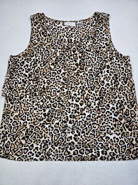 Chicos Leopard Print Sleeveless Top Size 2 Womens Shirt